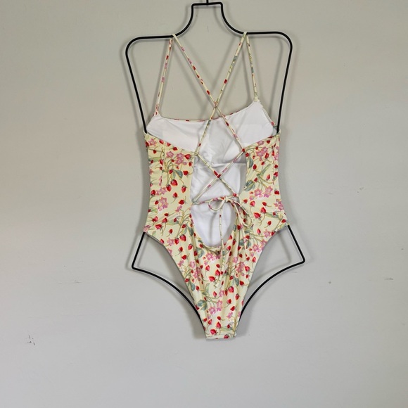 Victoria's Secret Floral One Piece Swimsuit - Cream and Red - Picture 2 of 8
